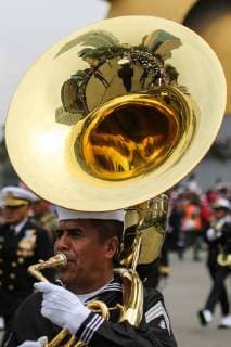 (180916) -- MEXICO CITY, Sept. 16, 2018 -- A military band takes part in a military parade to commemorate Mexico s Independence Day in Mexico City, capital of Mexico, on Sept. 16, 2018. ) MEXICO-MEXICO CITY-INDEPENDENCE DAY-PARADE XinxYuewei 
