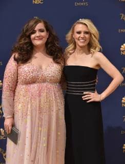 Actors Kate McKinnon (L) and Aidy Bryant attend the 70th annual Primetime Emmy Award at the Microsoft Theater in downtown Los Angeles on September 17, 2018.  LAP20180917034 CHRISTINExCHEW