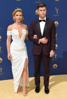 Scarlett Johansson and Colin Jost arriving at the 70th Primetime Emmy Awards in Los Angeles, California - Sept 17, 2018 - Emmy Awards 2018, Los Angeles California United States Microsoft Theater  Copyright: xOConnor-Arroyox h_00544158