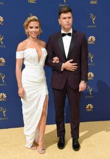 Scarlett Johansson and Colin Jost arriving at the 70th Primetime Emmy Awards in Los Angeles, California - Sept 17, 2018 - Emmy Awards 2018, Los Angeles California United States Microsoft Theater  Copyright: xOConnor-Arroyox h_00544161