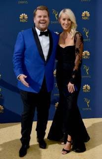 Actor James Corden (L) and producer Julia Carey attend the 70th annual Primetime Emmy Award at the Microsoft Theater in downtown Los Angeles on September 17, 2018.  LAP20180917167 CHRISTINExCHEW