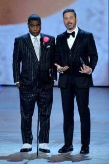 Tracy Morgan and Jimmy Kimmel (R) onstage during the 70th annual Primetime Emmy Awards at the Microsoft Theater in downtown Los Angeles on September 17, 2018.  LAP20180917601 JIMxRUYMEN