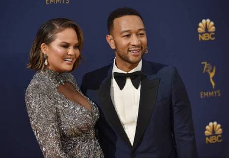 Model Chrissy Teigen and singer songwriter John Legend attend the 70th annual Primetime Emmy Award at the Microsoft Theater in downtown Los Angeles on September 17, 2018.  LAP20180917238 CHRISTINExCHEW