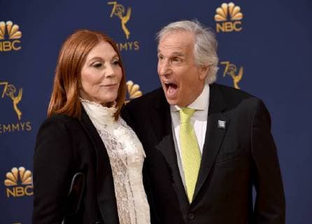 Stacey Weitzman (L) and Henry Winkler attend the 70th annual Primetime Emmy Award at the Microsoft Theater in downtown Los Angeles on September 17, 2018.  LAP201809171136 CHRISTINExCHEW