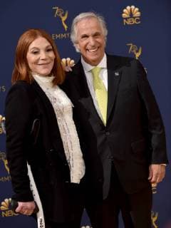 Stacey Weitzman (L) and Henry Winkler attend the 70th annual Primetime Emmy Award at the Microsoft Theater in downtown Los Angeles on September 17, 2018.  LAP201809171137 CHRISTINExCHEW