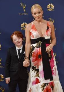 Bennett Robert Godley (L) and actor Jane Krakowski attend the 70th annual Primetime Emmy Award at the Microsoft Theater in downtown Los Angeles on September 17, 2018.  LAP201809171173 CHRISTINExCHEW