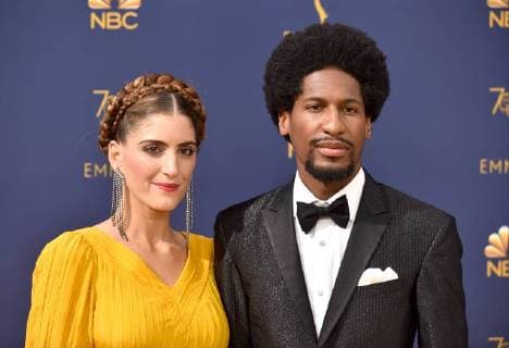 Musician Jon Batiste (R) and guest attend the 70th annual Primetime Emmy Award at the Microsoft Theater in downtown Los Angeles on September 17, 2018.  LAP201809171206 CHRISTINExCHEW