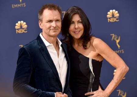 TV personality Phil Keoghan (L) and Louise Keoghan attend the 70th annual Primetime Emmy Award at the Microsoft Theater in downtown Los Angeles on September 17, 2018.  LAP201809171218 CHRISTINExCHEW