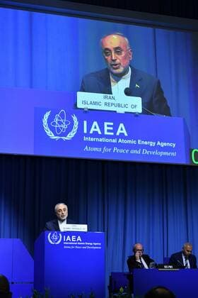 (180918) -- VIENNA, Sept. 18, 2018 -- Head of the Atomic Energy Organization of Iran (AEOI) Ali Akbar Salehi addresses the 62nd General Conference of the International Atomic Energy Agency () in Vienna, Austria, on Sept. 17, 2018. ) (wtc) AUSTRIA-VIENNA--GENERAL CONFERENCE IAEA 