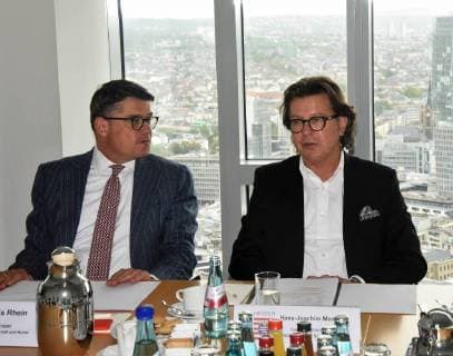 21 09 2018 Frankfurt am Main Hessian Film and Cinema Prize 2018 Announcement of nominations and honorary award winner Boris Rhein Hessian Minister of Science and Art Hans Joachim Mendig Managing Director Hessen Film