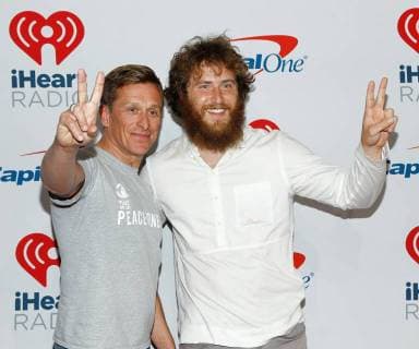 Jeremy Gilley and Mike Posner arrive for the iHeartRadio Music Festival at the T-Mobile Arena in Las Vegas, Nevada on September 21, 2018.  LVP2018092178 JAMESxATOA
