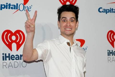 Brendon Urie, lead singer of Panic at the Disco arrives for the iHeartRadio Music Festival at the T-Mobile Arena in Las Vegas, Nevada on September 21, 2018.  LVP2018092144 JAMESxATOA