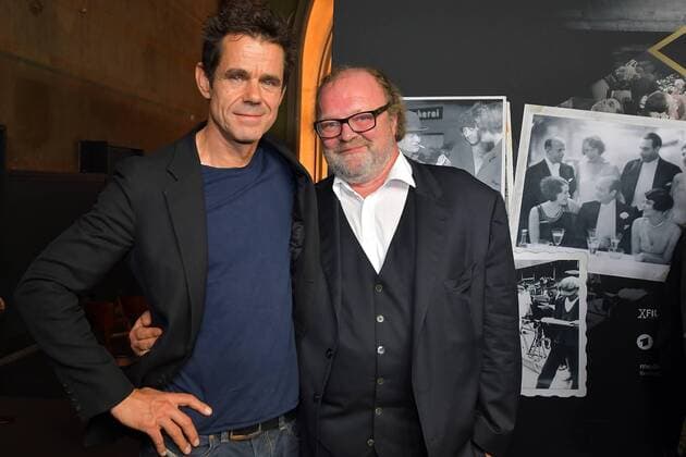 Tom Tykwer Stefan Arndt at the Photocall Preview Babylon Berlin 1929 The year Babylon in the former silent film cinema Delphi in Berlin on 25 09 2018