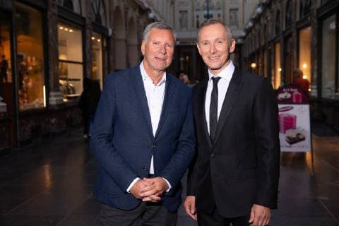 Brussels alderman Alain Courtois and Singer Helmut Lotti aka Helmut Lotigiers pictured during a ceremony to award the Brussels Intergenerational Award to Belgian singer Helmut Lotti, Wednesday 26 September 2018 at the Brussels City Hall.  JAMESxARTHURxGEKIERE 05434369