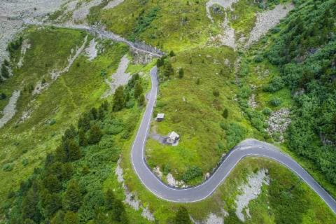 Switzerland, Graubuenden Canton, Aerial view of Albula Pass  STSF01695