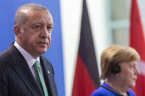 Deutschland, Berlin, Bundeskanzleramt, Besuch des türkischen Präsidenten Recep Tayyip Erdogan, Pressekonferenz mit Bundeskanzlerin Angela Merkel CDU, 28.09.2018 *** Germany Berlin Federal Chancellery Visit of Turkish President Recep Tayyip Erdogan Press Conference with Chancellor Angela Merkel CDU 28 09 2018