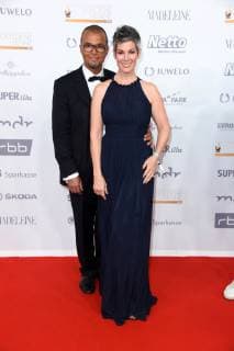 Cheryl Shepard with husband Nikolaus Okonkwo at the Goldene Henne 2018 in the fair Leipzig on 28 09 2018 Red carpet