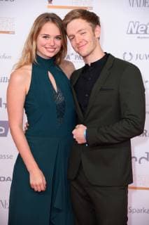 Timur Bartels with girlfriend Larissa Sophie Roemer at the Goldene Henne 2018 in the Leipzig Fair on 28 09 2018 Red Carpet