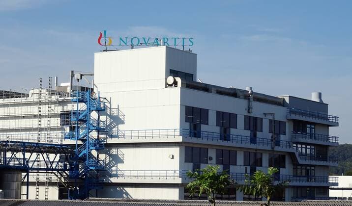28 09 2018 Basel Pictured Novartin factory layoff layoffs factory chemical factory logo lettering