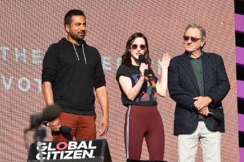 NEW YORK, NY - SEPTEMBER 29: Kal Penn, Rachel Brosnahan and Robert De Niro at the 2018 Global Citizens Music Festival in Central Park, New York City on September 29, 2018. Copyright: xJohnxPalmerx