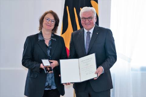 Translator Larissa Bender Awarding of Federal Cross of Merit by Federal President Frank Walter Steinmeier to a total of 29 personalities at Schloss Bellevue Order of Merit of the Federal Republic of Germany Berlin Berlin Germany Schloss Bellevue