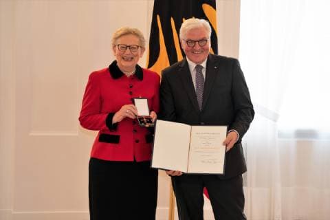 Attorney at Law Ellen Lorenz Federal Cross of Merit awarded by Federal President Frank Walter Steinmeier to a total of 29 personalities at Schloss Bellevue Order of Merit of the Federal Republic of Germany Berlin Berlin Germany Schloss Bellevue