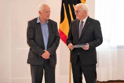 Jim Rakete Awarding of Federal Cross of Merit by the Federal President Frank Walter Steinmeier to a total of 29 personalities in the Bellevue Palace Order of Merit of the Federal Republic of Germany Berlin Berlin Germany Schloss Bellevue