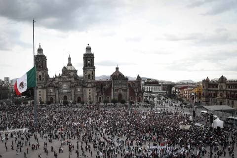 October 2 2018 EUM20181002NAC43 JPG CITY OF MEXICO Anniversary Anniversary Movement 68 October 2, 2018 Aspect of the esplanade of the capital Zocalo after the march of demonstrators in commemoration for the 50 years of the student massacre in the Plaza de las Tres Culturas in Tlatelolco The flag of Mexico looks at half mast Photo Agency EL UNIVERSALJuan Carlos ReyesRCC  - ZUMAu78_ 20181002_zaf_u78_059 Copyright: xElxUniversalx