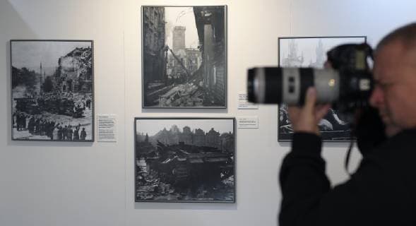Tour for journalists of photographic exhibition on crucial moments of Czechoslovakia named Fateful Moments of Czechoslovakia was held at the Old Town Hall in Prague, Czech Republic, on October 4, 2018. The exhibition is held on the occasion of 100th anniversary of establishment of Czechoslovakia. (CTKxPhoto OndrejxDeml) CTKPhotoP201810040481401  dml 001