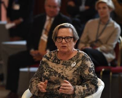 Polish film director Agnieszka Holland attends the 22nd Forum 2000 international conference in Prague, Czech Republic, on October 8, 2018. (CTKxPhoto MichalxKrumphanzl) CTKPhotoP201810080453201  kru 14