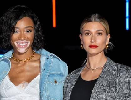 Hailey Baldwin and model Winnie Harlow attend the event Tommy Hilfiger Presents Tokyo Icons in Tokyo, Japan on October 8, 2018.  TKP2018100811 KEIZOxMORI