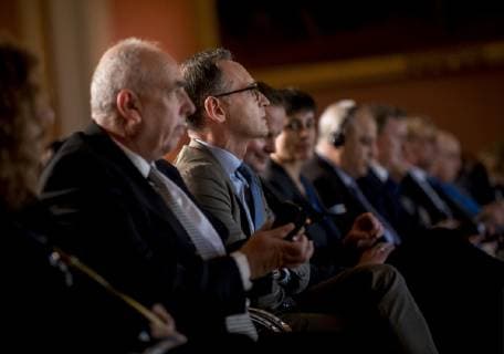 Federal Foreign Minister Heiko Maas SPD participates in the Shimon Peres award ceremony at the Rotenrathaus in Berlin 08 10 2018 Berlin Germany Copyright: xFelixxZahnx