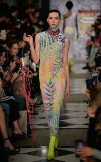 (181009) -- MEXICO CITY, Oct. 9, 2018 -- A model presents a creation at the Alexia Ulibarri Show during the Mercedes-Benz Fashion Week in Mexico City Oct. 8, 2018. ) MEXICO-MEXICO CITY-FASHION WEEK-ALEXIA ULIBARRI XinxYuewei 