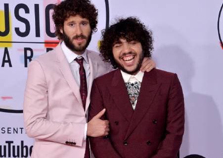 Singers Benny Blanco and Lil Dicky arrive for the 46th annual American Music Awards at the Microsoft Theater in Los Angeles on October 9, 2018.  LAP20181009206 JIMxRUYMEN