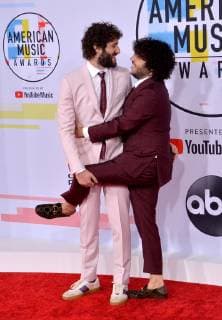Singers Benny Blanco and Lil Dicky arrive for the 46th annual American Music Awards at the Microsoft Theater in Los Angeles on October 9, 2018.  LAP20181009207 JIMxRUYMEN