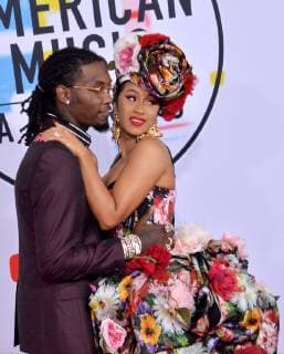 Singers Offset (L) and Cardi B arrive for the 46th annual American Music Awards at the Microsoft Theater in Los Angeles on October 9, 2018.  LAP20181009258 JIMxRUYMEN