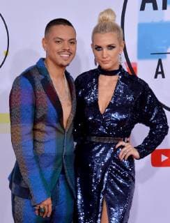 Actor Evan Ross and singer Ashlee Simpson arrive for the 46th annual American Music Awards at the Microsoft Theater in Los Angeles on October 9, 2018.  LAP20181009343 JIMxRUYMEN