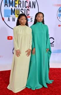 US R&B duo Chloe X Halle arrive for the 46th annual American Music Awards at the Microsoft Theater in Los Angeles on October 9, 2018.  LAP20181009326 JIMxRUYMEN