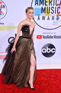 Actress Amber Heard arrives for the 46th annual American Music Awards at the Microsoft Theater in Los Angeles on October 9, 2018.  LAP20181009403 JIMxRUYMEN