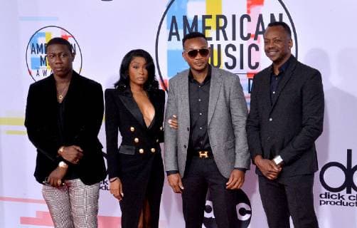 Cleopatra Bernard (2nd L) arrives for the 46th annual American Music Awards at the Microsoft Theater in Los Angeles on October 9, 2018.  LAP20181009564 JIMxRUYMEN