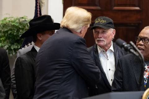 October 11, 2018 - Washington, DC, United States of America - U.S President Donald Trump shakes hands with musician Mike Love, of the Beach Boys speaks during a signing ceremony for the Music Modernization Act in the Roosevelt Room of the White House October 11, 2018 Washington, DC. Washington United States of America - ZUMAp138 20181011_zaa_p138_025 Copyright: xJoycexN.xBoghosianx