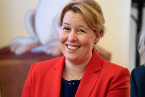 Federal Minister Federal Minister of the Interior Franziska Giffey Portrait Portrait award ceremony TOMMI The German Childrens Software Award 2018 70 Frankfurt Book Fair Frankfurt Beyond words tbm19 Third Day of the Trade Fair Trade visitors Frankfurt Hesse Germany Exhibition Center