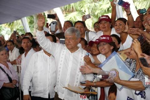 October 12 2018 EUM20181012POL08 JPG CITY OF MEXICO PoliticsPolitica AMLO President-elect Andres Manuel Lopez Obrador greets his supporters, takes photographs with them and receives the documents they give him during his thank-you tour in Merida Yucatan on Friday, October 12, 2018 Photo Agency EL UNIVERSALYadin XolalpaEELG  - ZUMAu78_ 20181012_zaf_u78_062 Copyright: xElxUniversalx
