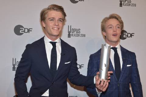 Lucas and Arthur Jussen Pianists Klassic for children Prize winner for the 1 OPUS KLASSIK AWARD at the Konzerthaus am GendarmenMarkt in Berlin on 14 10 2018