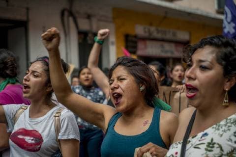 October 14, 2018 - Mexico City, Mexico - Women protest in Mexico City, Mexico, on October 14, 2018 against the femicides, disappearance of women and in favor or abortion. Mexico City Mexico  - ZUMAn230 20181014_zaa_n230_879 Copyright: xJairxCabrerax