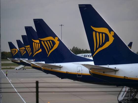 Ryanair aircraft at London Stansted Airport
