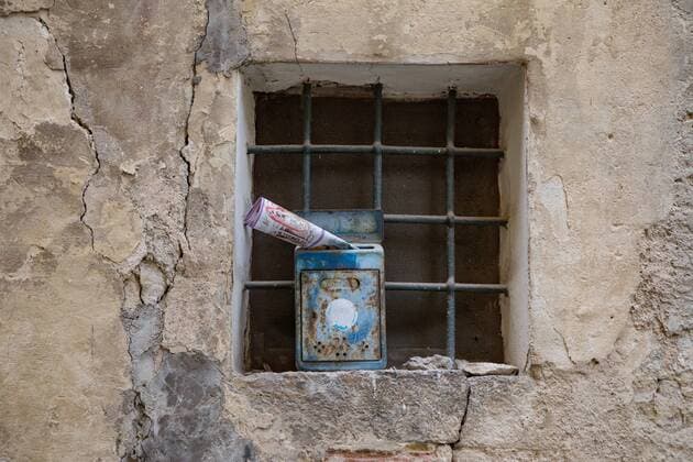 Travel Sarteano Tuscany Italy mailbox at a house in the old town Sarteano Tuscany Italy