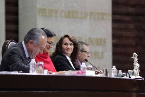 October 18, 2018 - EUM20181018POL01.JPG .CIUDAD DE MEXICO. CongressCongreso-Voto femenino.- 18 de octubre de 2018. Las diputadas Rosa Maria Sauri y Dolores Padierna presiden la sesion durante el 65 aniversario del voto de la mujer en Mexico, en la Camara de Diputados. Foto: Agencia EL UNIVERSALCarlos MejiaEELG  - ZUMAu78_ 20181018_zaf_u78_031 Copyright: xElxUniversalx