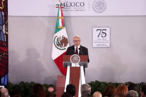October 18 2018 EUM20181018POL29 JPG CITY OF MEXICO Presidency President EPN October 18, 2018 Secretary of Health Jose Narro during his speech at the ceremony for the 75th Anniversary of the Secretary of Health event that President Enrique Pena Nieto led on Thursday Photo Agency EL UNIVERSAL RCC  - ZUMAu78_ 20181018_zaf_u78_059 Copyright: xAlejandraxLeyvax