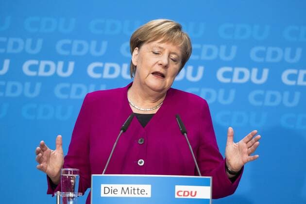 Chancellor Angela Merkel during a press conference after the state elections in Hesse at the Konrad Adenauer Haus in Berlin on 29 October 2018 CDU press conference after the election in Hesse